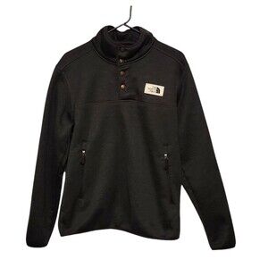 The North Face Sherpa Patrol 1/4 Snap Pullover Dark Gray Wool Blend Mens Medium